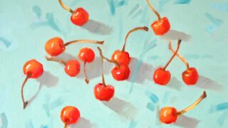 ◆フランスアンティーク｜希少なフランス絵画「さくらんぼ」 美品 元村平「さくらんぼ」銅版画 直筆サイン入り フランスで活躍 静物