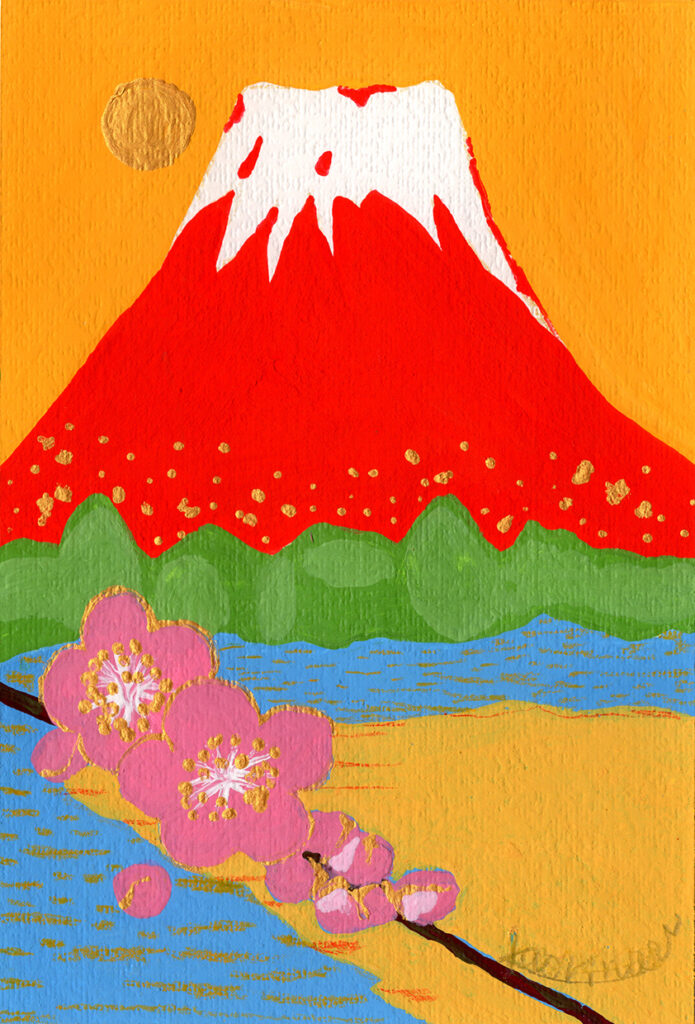絵画レンタル販売 Art beans【No.344】「赤富士山」/那須香オリ